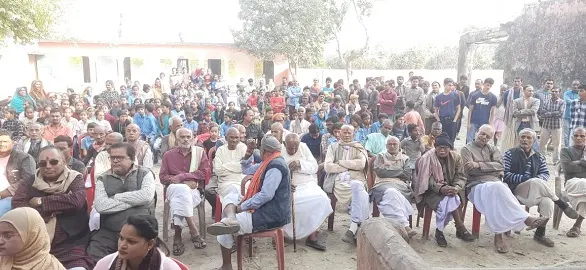 Gathering of villagers to highlight the impact of education at
                  Middle School Fulbari.