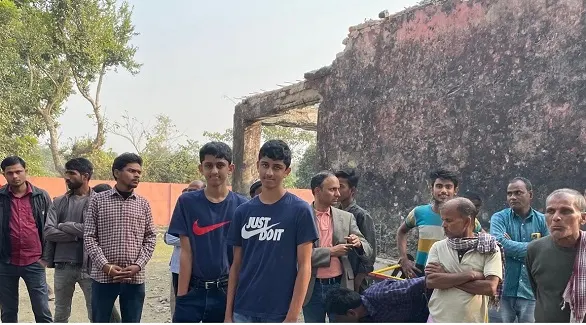 Gathering of villagers to highlight the impact of education at
                  Middle School Fulbari.